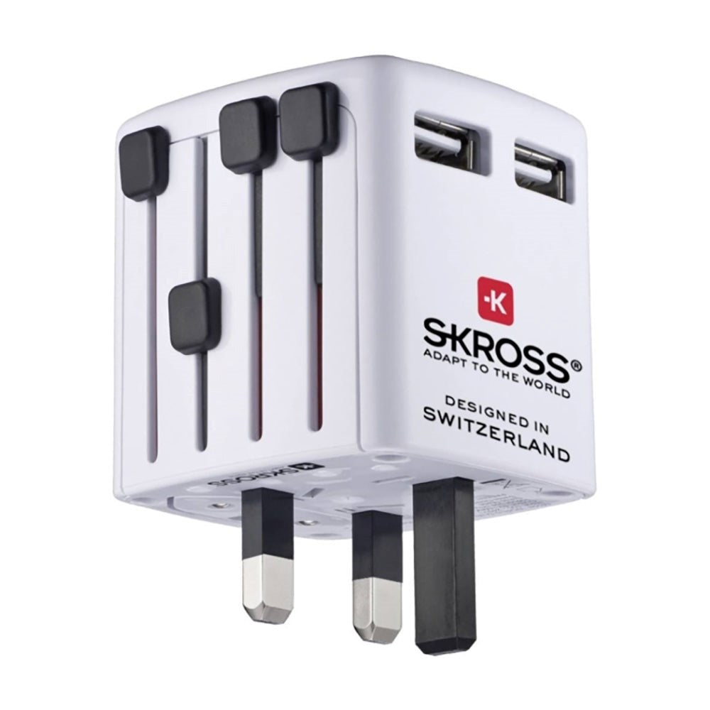 Skross World USB Rejseadapter m. 2 x USB-A 12W - Hvid