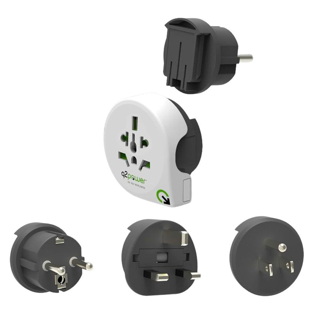 Q2 Power Qplux Worldwide 3-i-1 Rejseadapter - Hvid / Sort