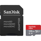 SanDisk 128GB Micro SDXC Hukommelseskort m. Adapter - Rød / Grå