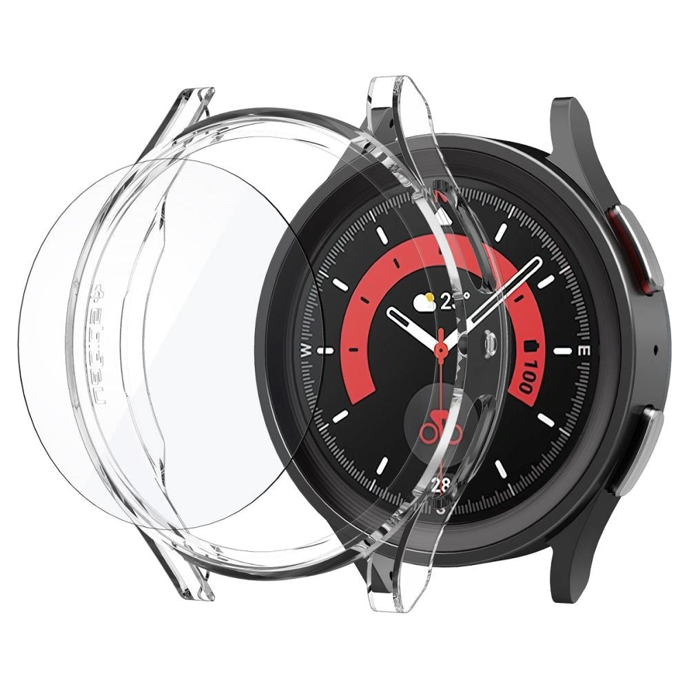 Samsung Galaxy Watch 5 Pro (45mm) Spigen Kantcover m. Hærdet Glas - Gennemsigtig