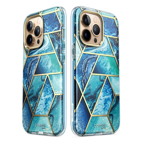 iPhone 14 Pro Max i-Blason Cosmo Marble Bagside Cover m. Skærmbeskyttelse - Ocean Blue