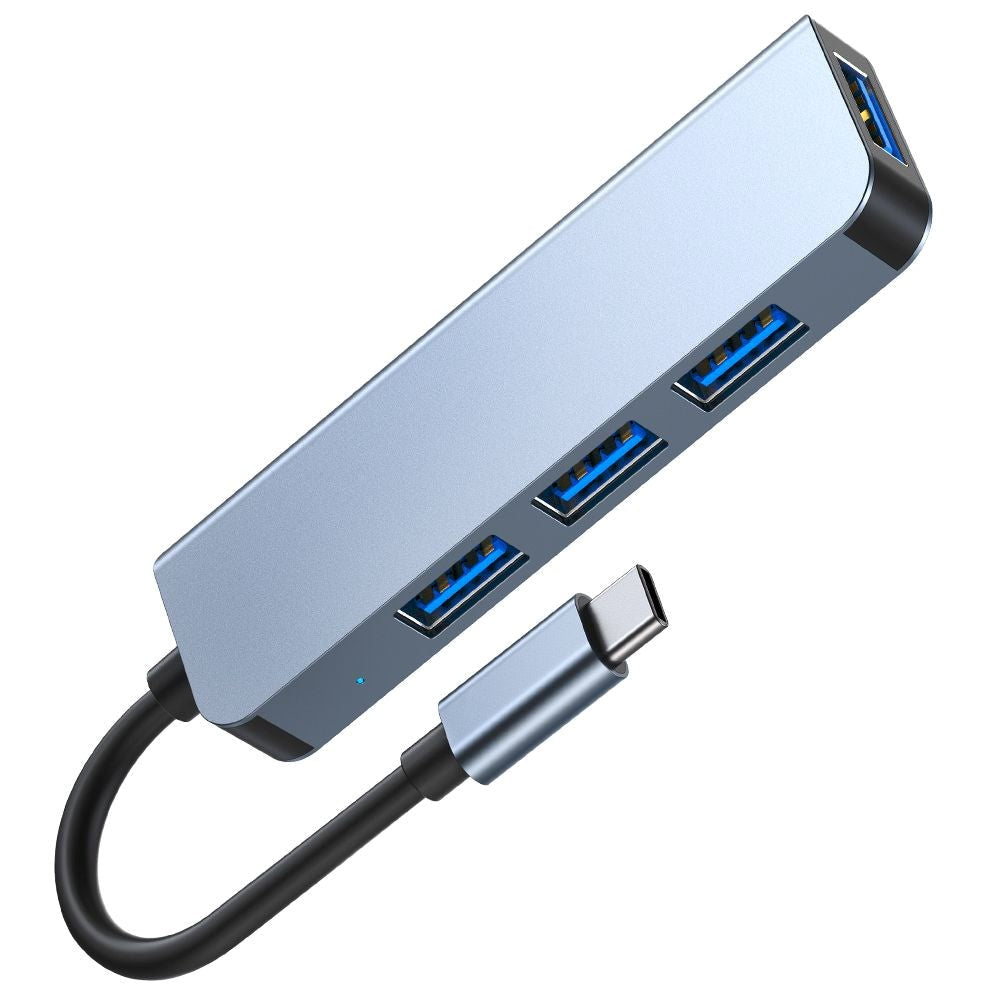 Tech-Protect 4-i-1 USB-C Multiport Hub - 4 x USB-A - Grå