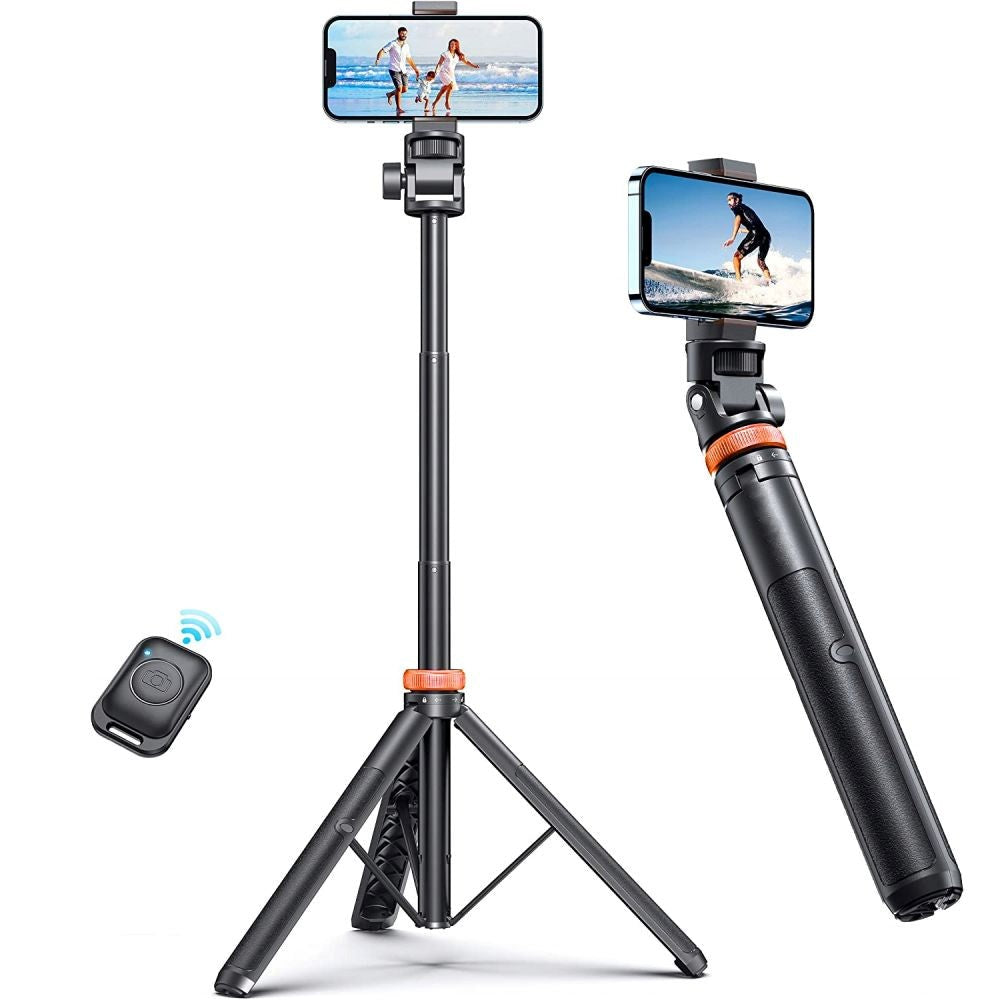 Tech-Protect L03S Kompakt Selfiestang m. Tripod & Bluetooth - Sort