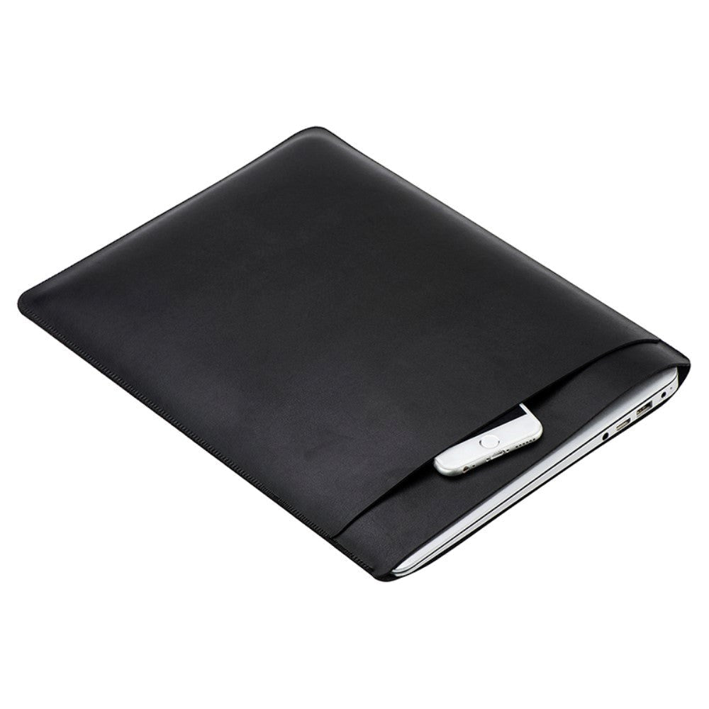 SOYAN MacBook / Laptop 13" Læder Sleeve m. Lomme (33 x 24 cm) - Sort