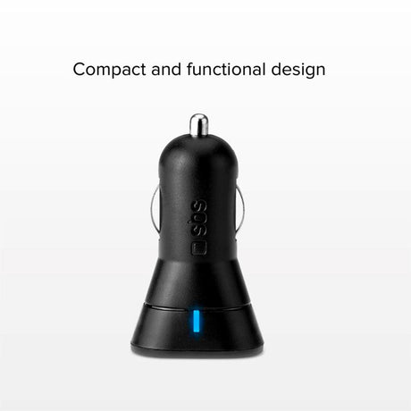SBS 12W Biloplader m. 2 x USB-A - Sort