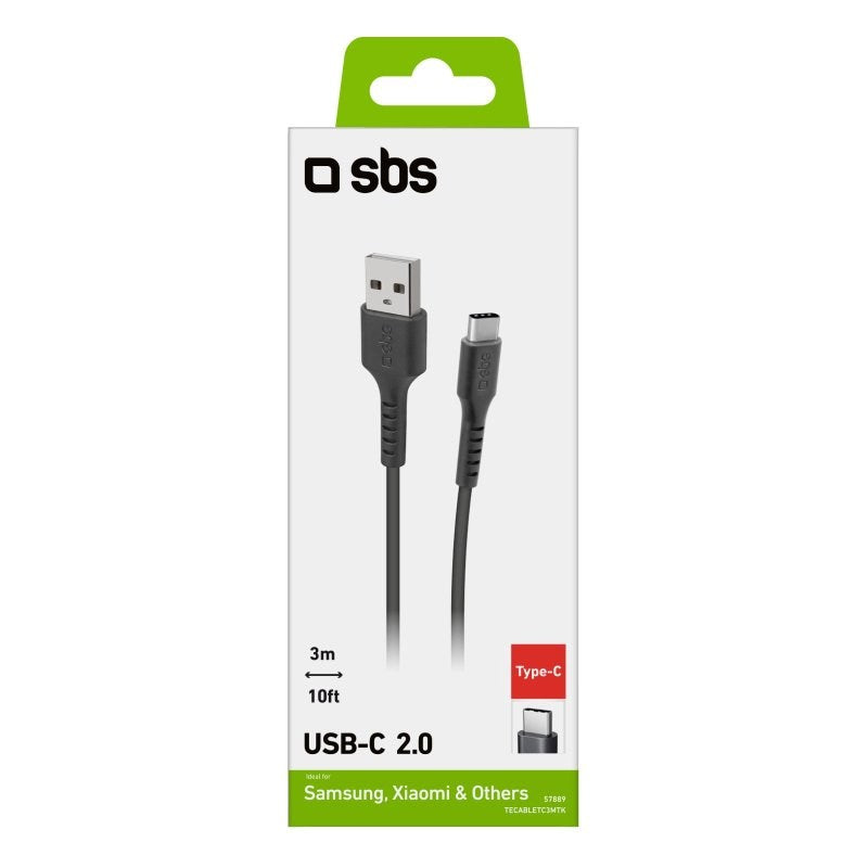 SBS USB-C Kabel 3 Meter - 480 Mbit/s - Sort