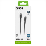 SBS USB-C til USB-C 3.1 Kabel - 1.5 Meter - 10 Gbit/s / 45W (PD) - Sort