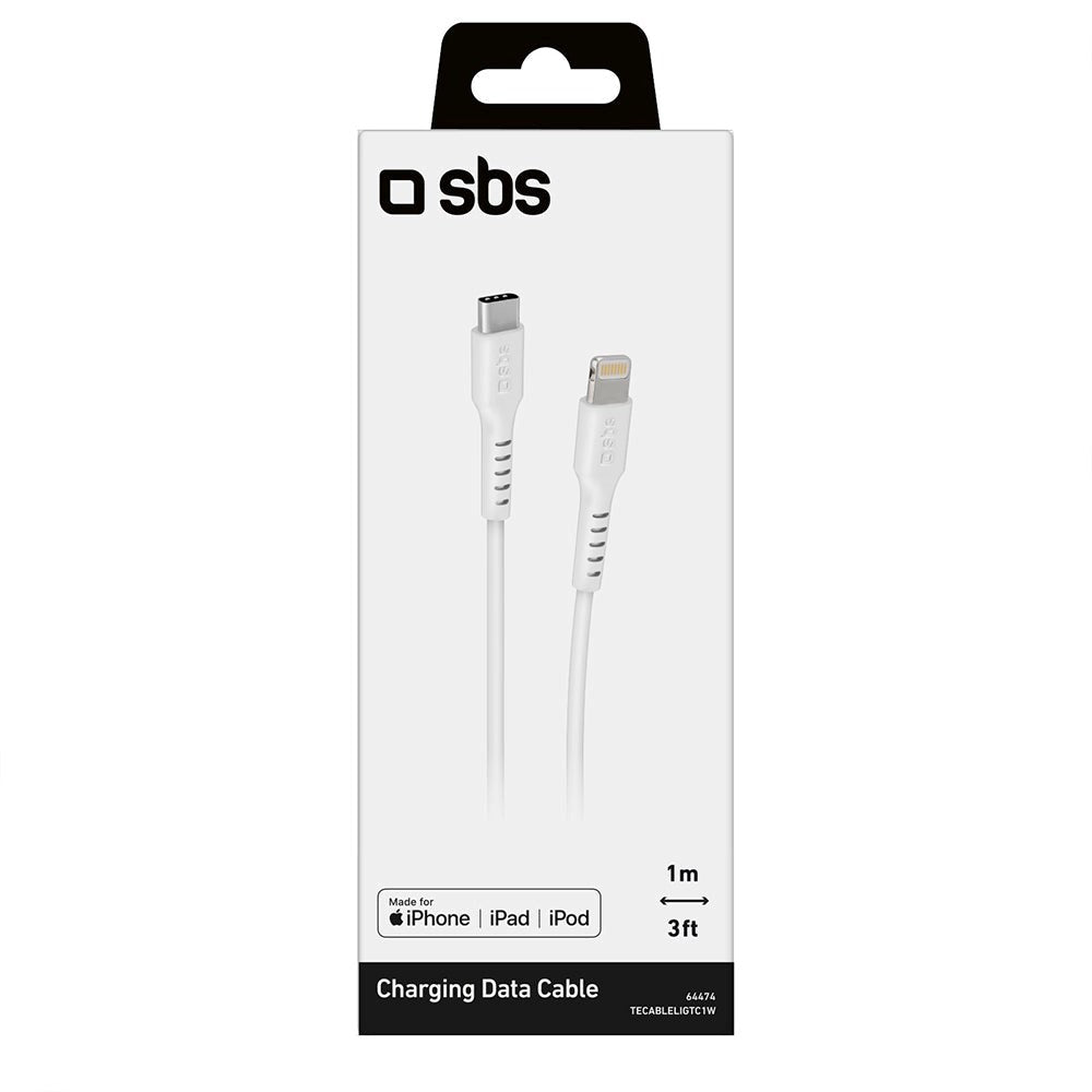 SBS USB-C til Lightning Kabel - 1 Meter - MFI - 20W (PD) - Hvid