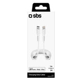 SBS USB-C til Lightning Telefon-ledning Kabel - Maks 1 Meter - MFI - 480 Mbit/s - Hvid