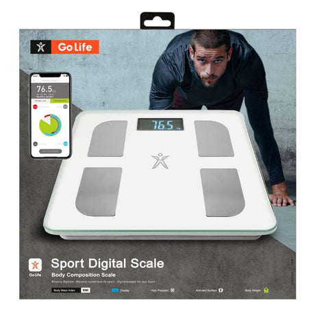 SBS Sport Digital Scale - Badevægt m. Bluetooth Kropsanalyse - Hvid