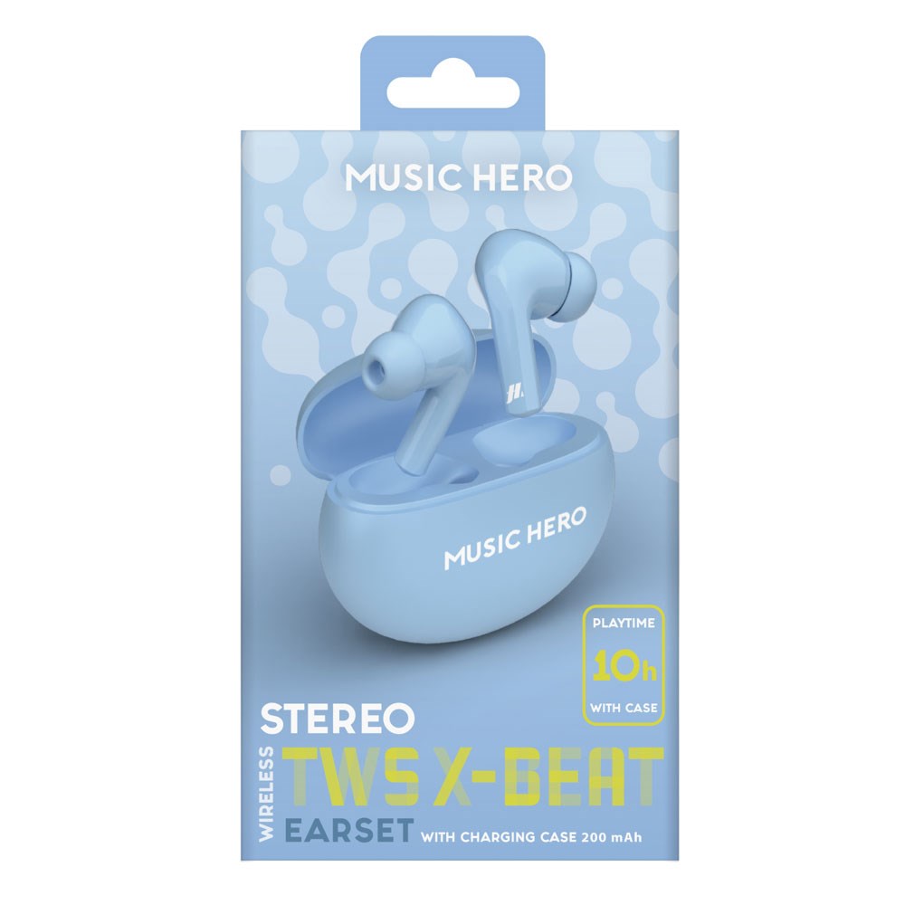 MUSIC HERO X-BEAT True Wireless Høretelefoner - In-Ear - Lyseblå