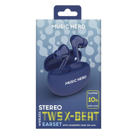 MUSIC HERO X-BEAT True Wireless Høretelefoner - In-Ear - Mørkeblå