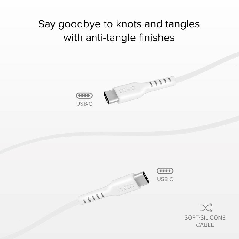 SBS USB-C til USB-C Kabel - 1.5 Meter - 480 Mbit/s - Hvid