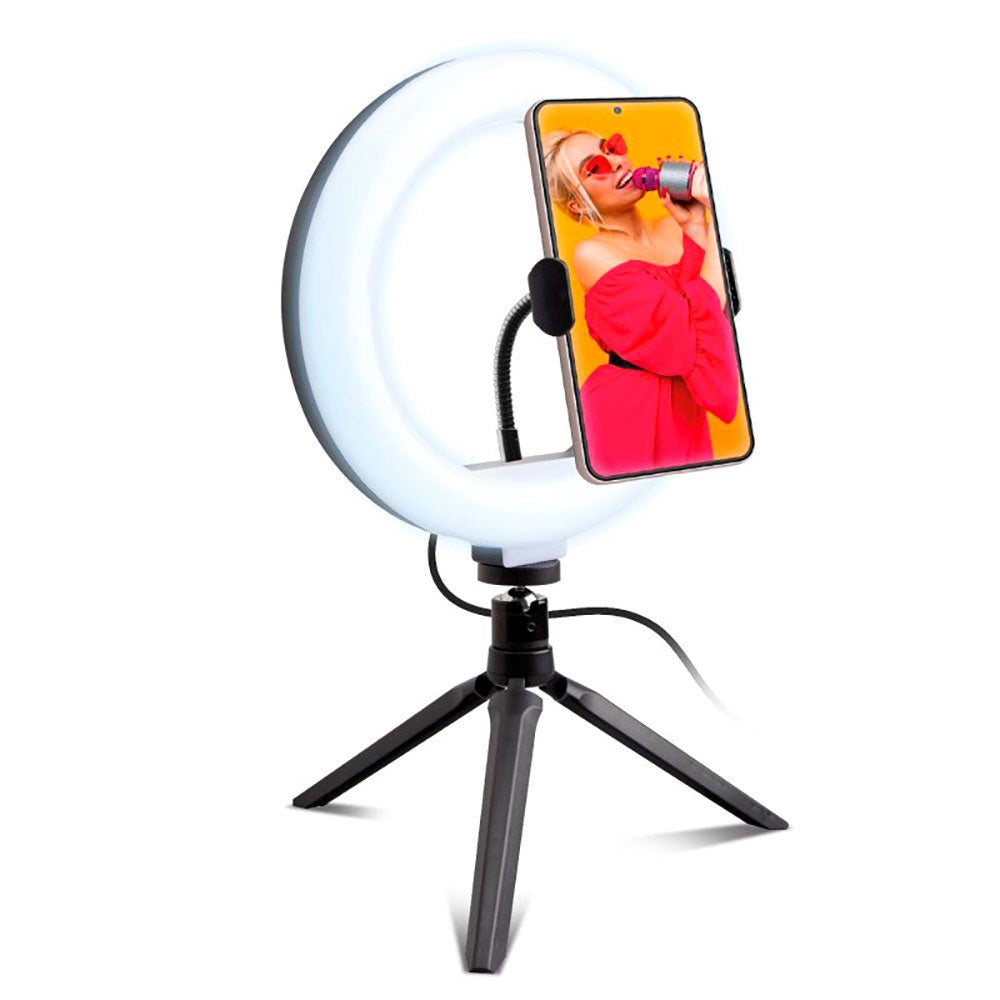 LED Selfie Ring Light m. Tripod & Mobilholder SBS - Sort