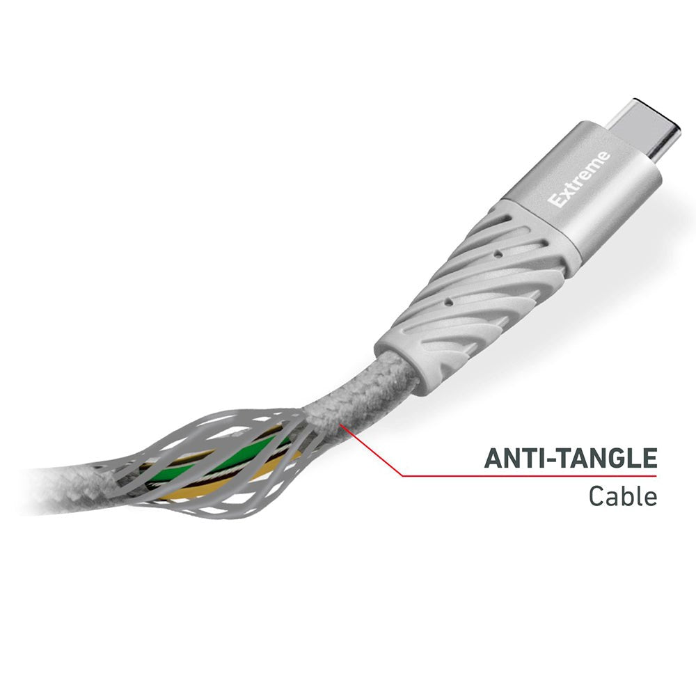 SBS Extreme Collection USB-A til USB-C Flettet Aramid Fiber Kabel - 1.5 Meter - 480 Mbit/s - Sort