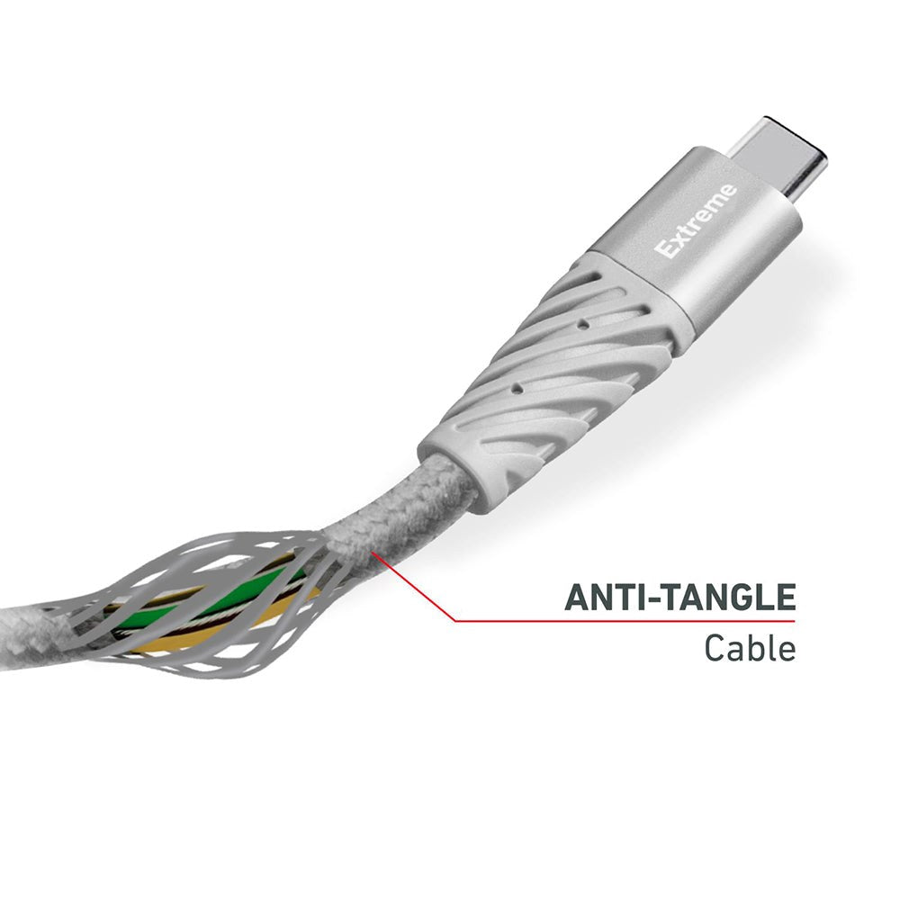 SBS Extreme Collection USB-C til USB-C Flettet Aramid Fiber Kabel - 1.5 Meter - 480 Mbit/s - Sort