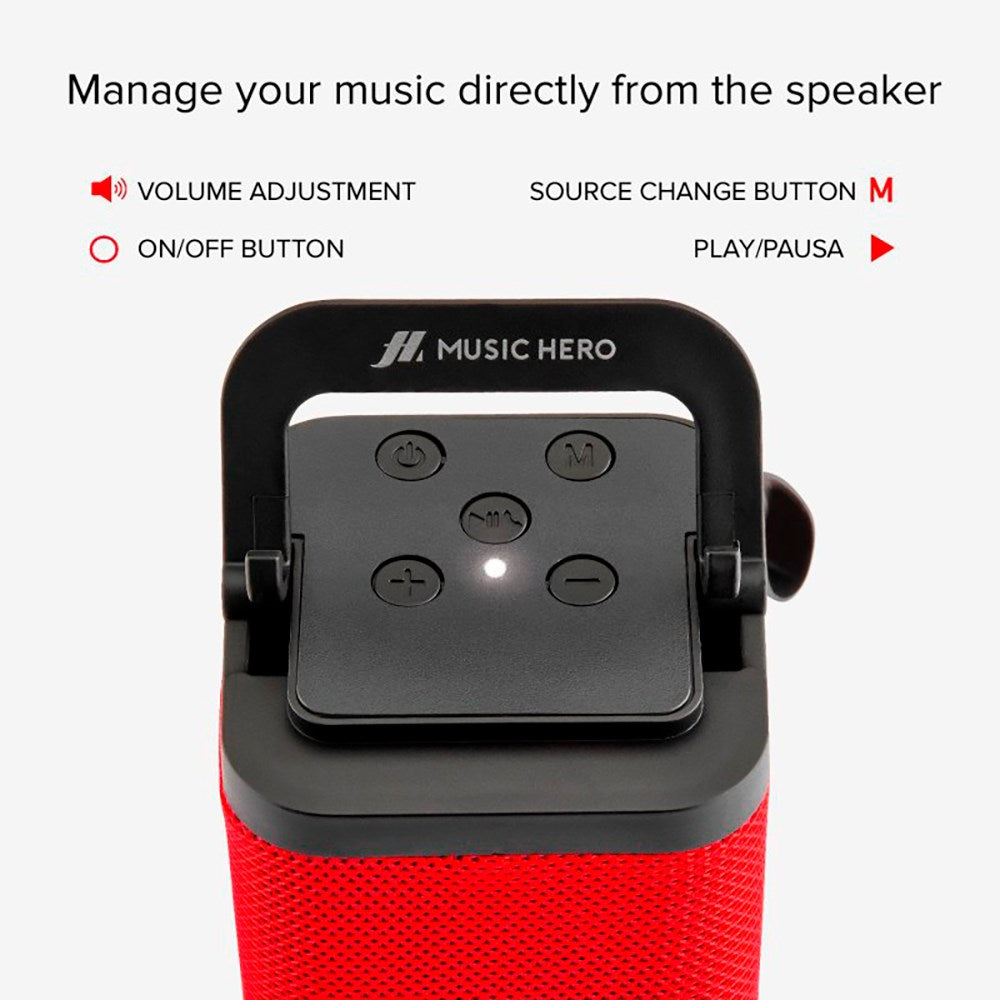 Music Hero Bluetooth Højtaler med Mobilholder - Rød