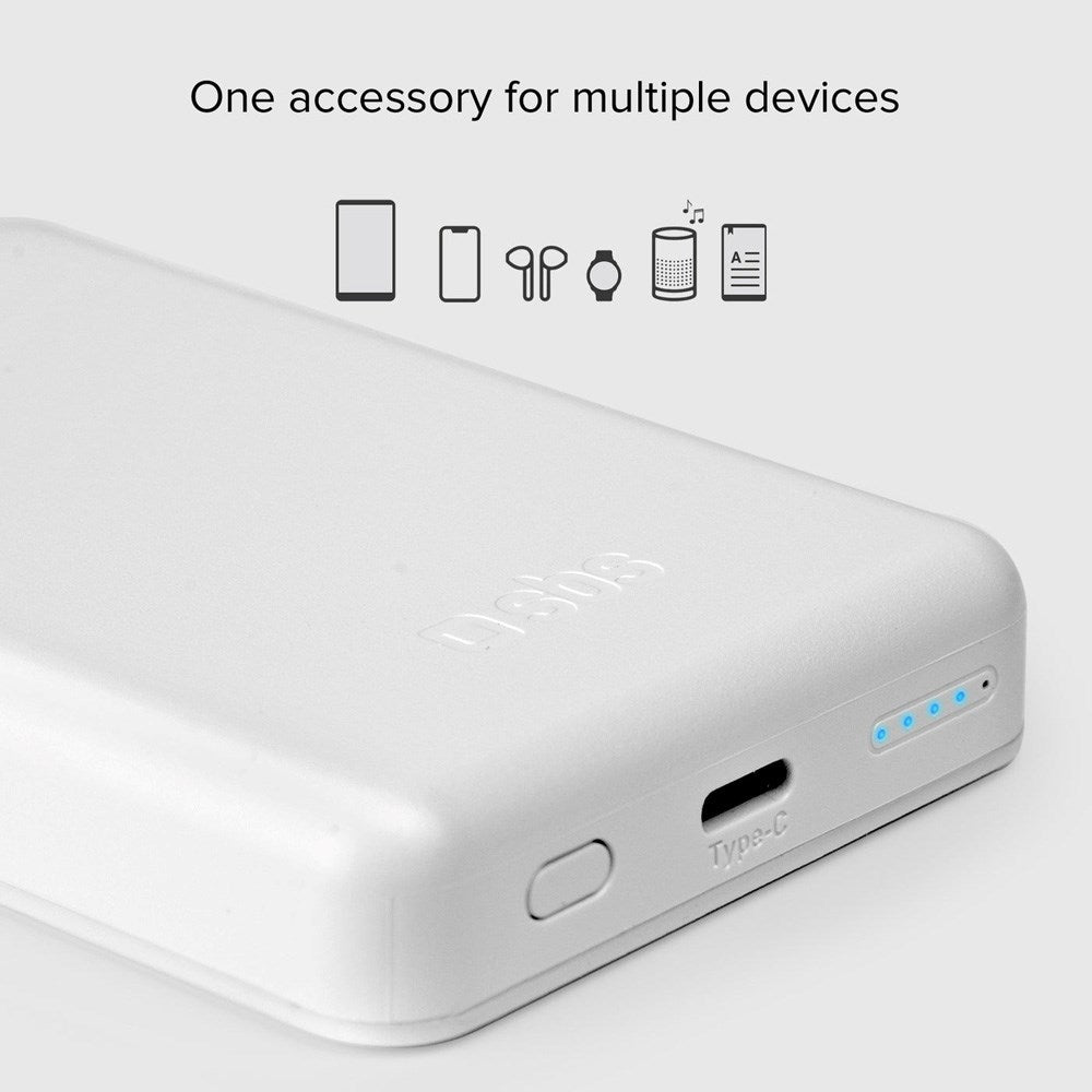 SBS Mag 5000 mAh PowerBank m. USB-C & Trådløs Opladning - Hvid