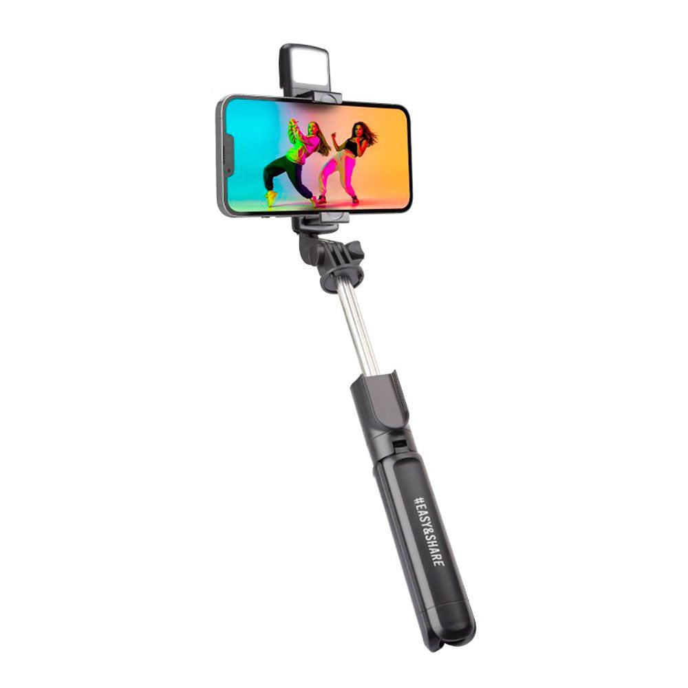 SBS Universal Selfie Stick m. Indbygget LED & Tripod - Max Mobil: 60 - 90mm - Sort