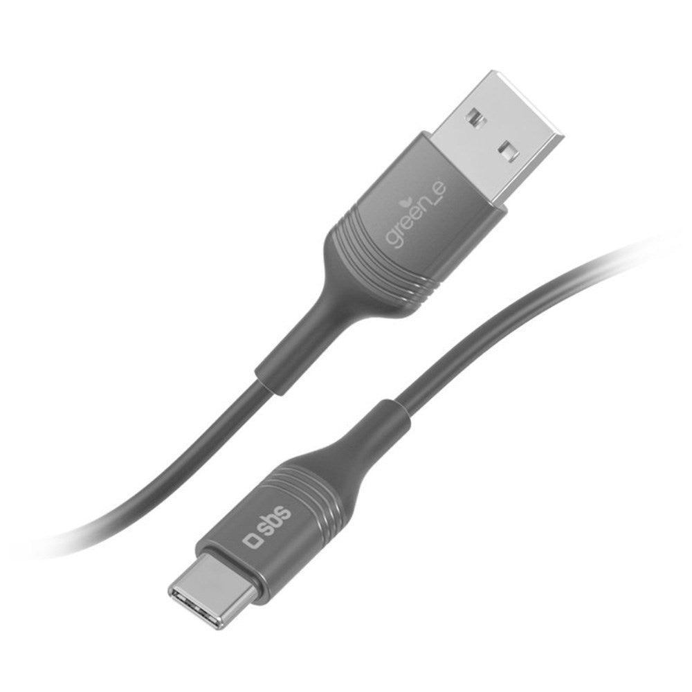 SBS x GREEN_E USB-A til USB-C Kabel 30W m. Genbrugssæt - 1.2 m - Sort
