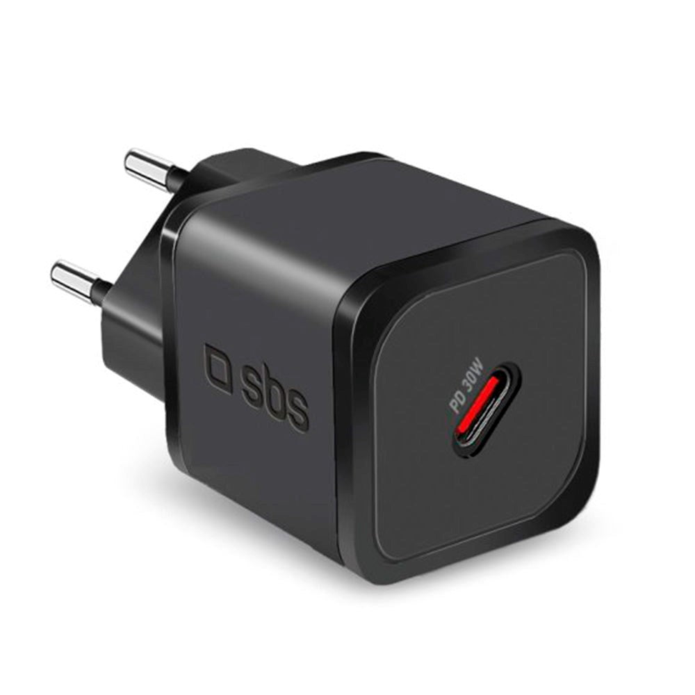 SBS NanoTube 30W GaN Vægoplader m. USB-C PD - Sort