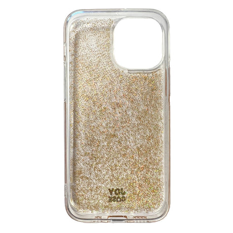 iPhone 13 Mini Joy Case Hybrid Glitter Bagside Cover - Gennemsigtig / Guld