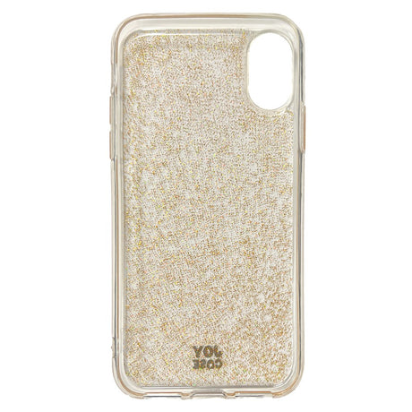 iPhone X / Xs Joy Case Hybrid Glitter Bagside Cover - Gennemsigtig / Guld