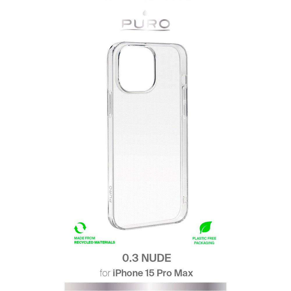 iPhone 15 Pro Max Puro "NUDE" Ultra Slim Bagside Cover 0.3mm - Gennemsigtig