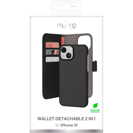 iPhone 15 Puro Wallet Detachable 2-In-1 Flip Cover - Sort