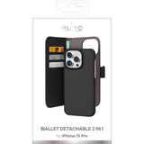 iPhone 15 Pro Puro Wallet Detachable 2-In-1 Flip Cover - Sort