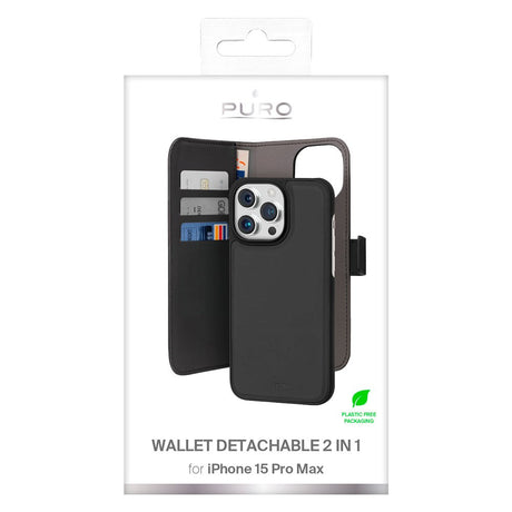 iPhone 15 Pro Max Puro Wallet Detachable 2-In-1 Flip Cover - Sort