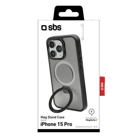 iPhone 15 Pro SBS Mag Stand Cover - MagSafe Kompatibel - Mat Sort