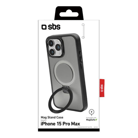 iPhone 15 Pro Max SBS Mag Stand Cover - MagSafe Kompatibel - Mat Sort