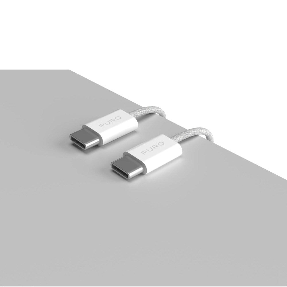 Flettet Puro USB-C Kabel – 1.5m, 60W Power Delivery, 480Mbps - Hvid