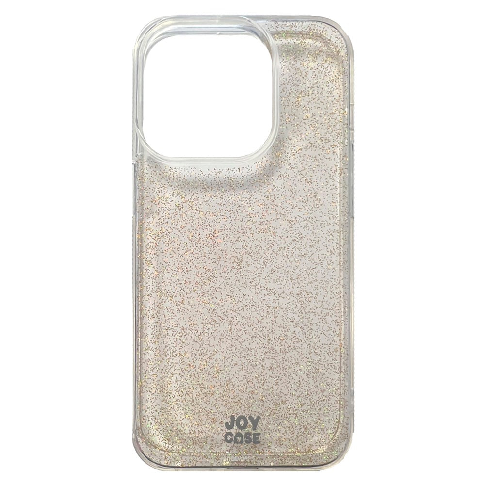 iPhone 15 Pro Joy Case Hybrid Glitter Bagside Cover - Gennemsigtig / Guld