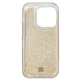 iPhone 15 Pro Joy Case Hybrid Glitter Bagside Cover - Gennemsigtig / Guld