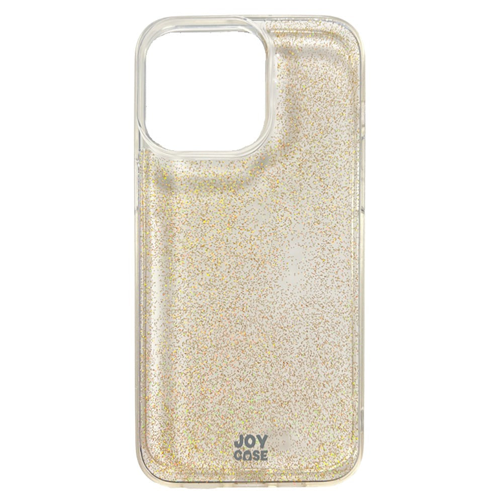 iPhone 15 Pro Max Joy Case Hybrid Glitter Bagside Cover - Gennemsigtig / Guld