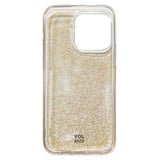 iPhone 15 Pro Max Joy Case Hybrid Glitter Bagside Cover - Gennemsigtig / Guld