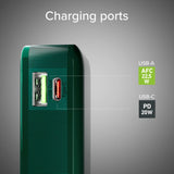 20W LCD PowerBank m. 1x USB-A & 1x USB-C - SBS - 10.000 mAh - Indbygget USB-C Kabel - Grøn