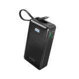 20W LCD PowerBank m. 1x USB-A & 1x USB-C - SBS - 10.000 mAh - Indbygget USB-C Kabel - Sort