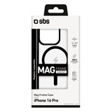 SBS Mag Frame iPhone 16 Pro Bagside Cover - MagSafe Kompatibel - Gennemsigtig / Sort