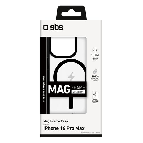 SBS Mag Frame iPhone 16 Pro Max Bagside Cover - MagSafe Kompatibel - Gennemsigtig / Blå