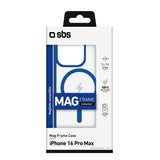 SBS Mag Frame iPhone 16 Pro Max Bagside Cover - MagSafe Kompatibel - Gennemsigtig / Blå