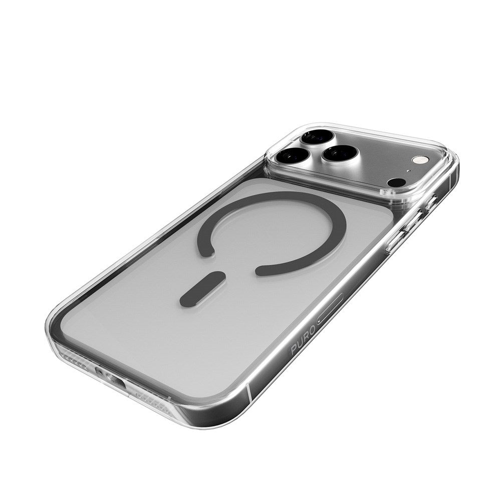 PURO iPhone 17 Pro Max Hybrid Bagside Cover - MagSafe Kompatibel - Gennemsigtig / Sort