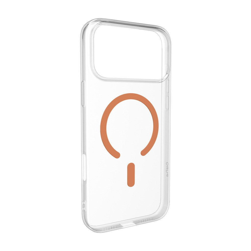 PURO iPhone 17 Pro Hybrid Bagside Cover - MagSafe Kompatibel - Gennemsigtig / Orange