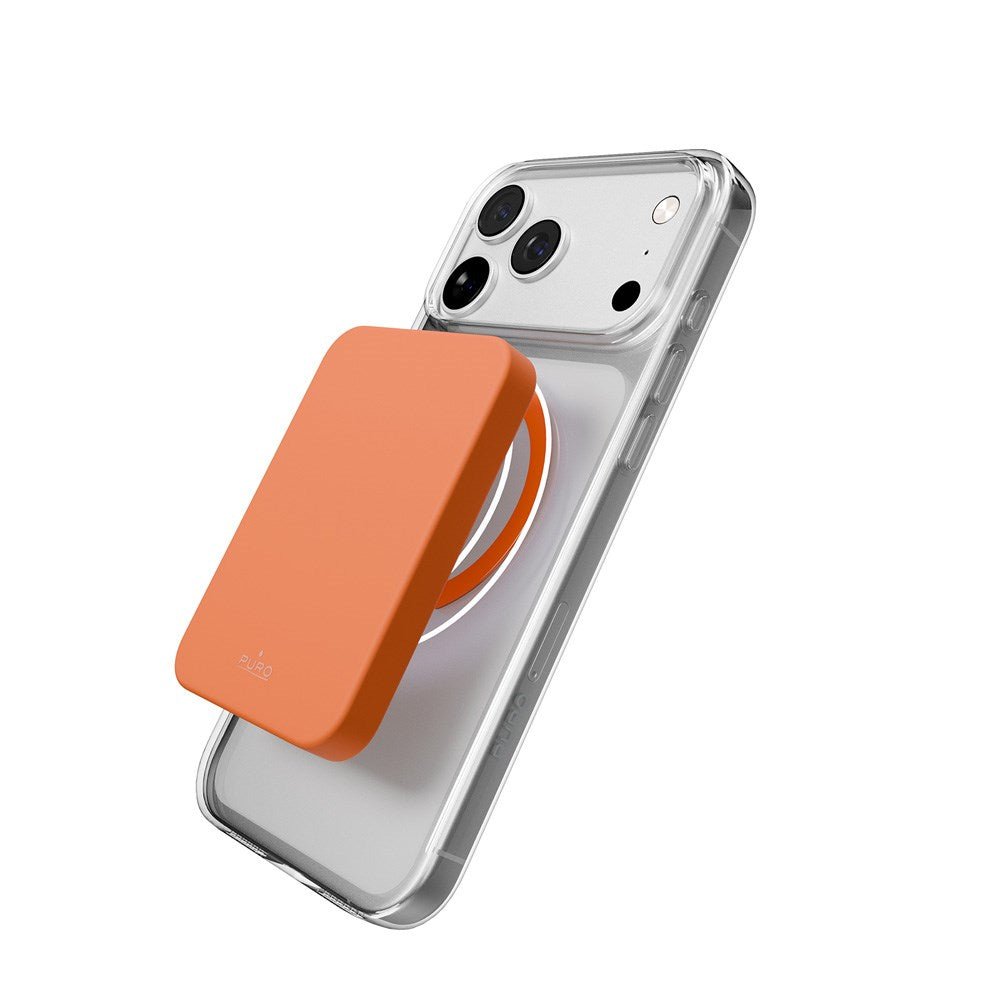 PURO iPhone 17 Pro Hybrid Bagside Cover - MagSafe Kompatibel - Gennemsigtig / Orange