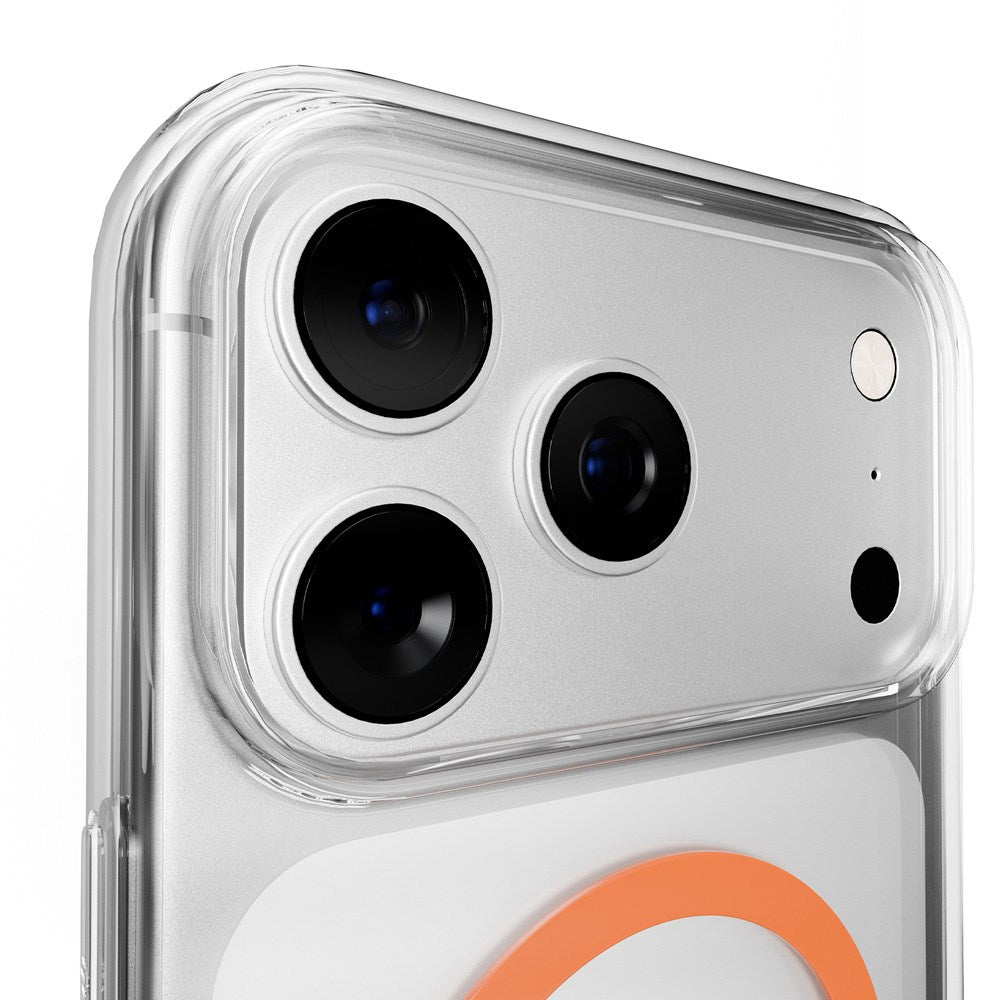 PURO iPhone 17 Pro Hybrid Bagside Cover - MagSafe Kompatibel - Gennemsigtig / Orange