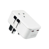 SBS Ekstra Slank Rejseadapter - UK / US / AUS - 1 x USB-A - 2 x USB-C - Hvid
