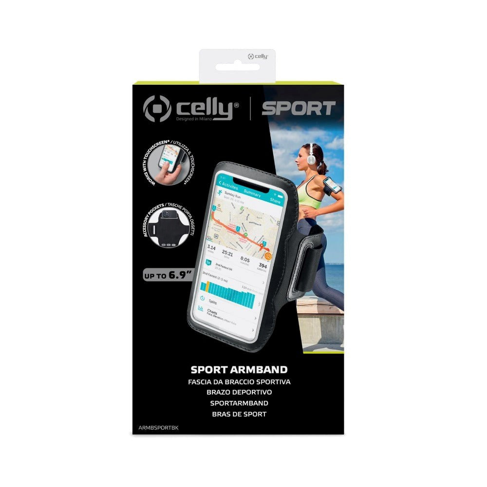 Celly Sports Armbånd Løbearmbånd - Sort / Hvid (Maks. Mobil: 190 x 145 x 15 mm)