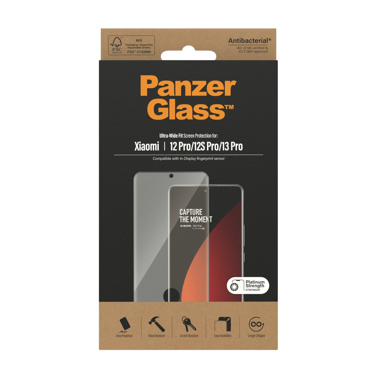 Xiaomi 12 Pro / 13 Pro PanzerGlass Ultra Wide Fit Skærmbeskyttelsesglas - Platinum Strength - Sort Kant